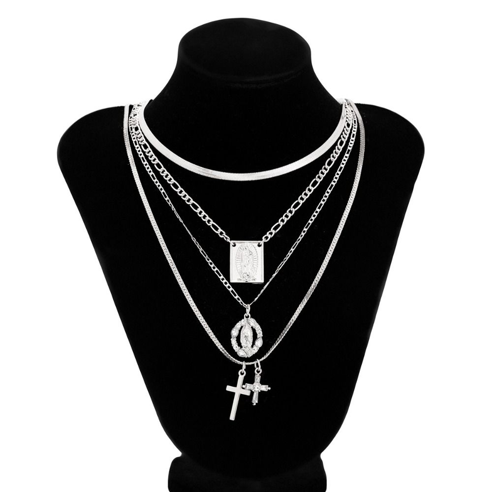 Love Bowknot Multilayer Pendant Necklace Crystal Y2K Metal Necklace Beaded Necklace  Women