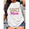 European Size Women'S T-Shirt - Soft Pure Tee with Leopard Print, Black & Pink Graphic Shirt for Dance Moms, Casual Everyday & Dance Practice Outfits