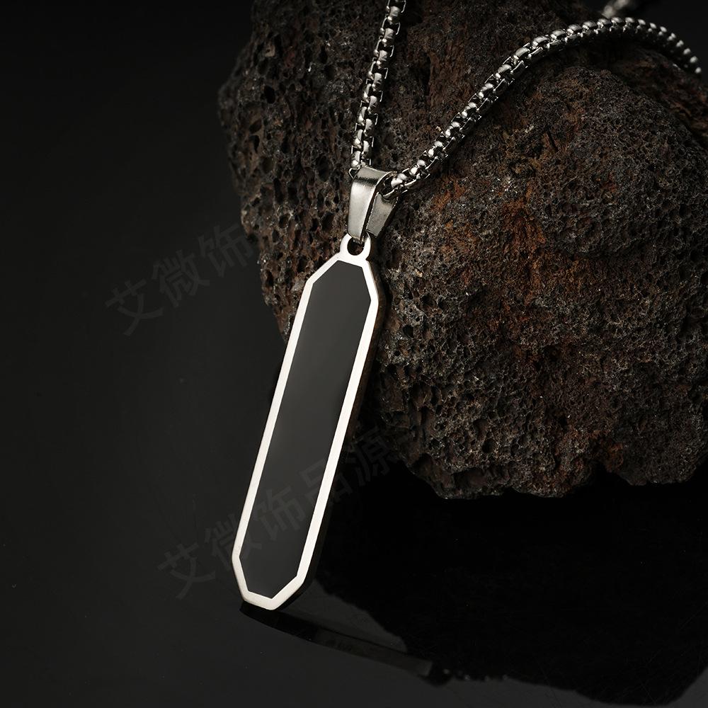 Retro Stainless Steel Necklace with Irregular Cross Square Pendant