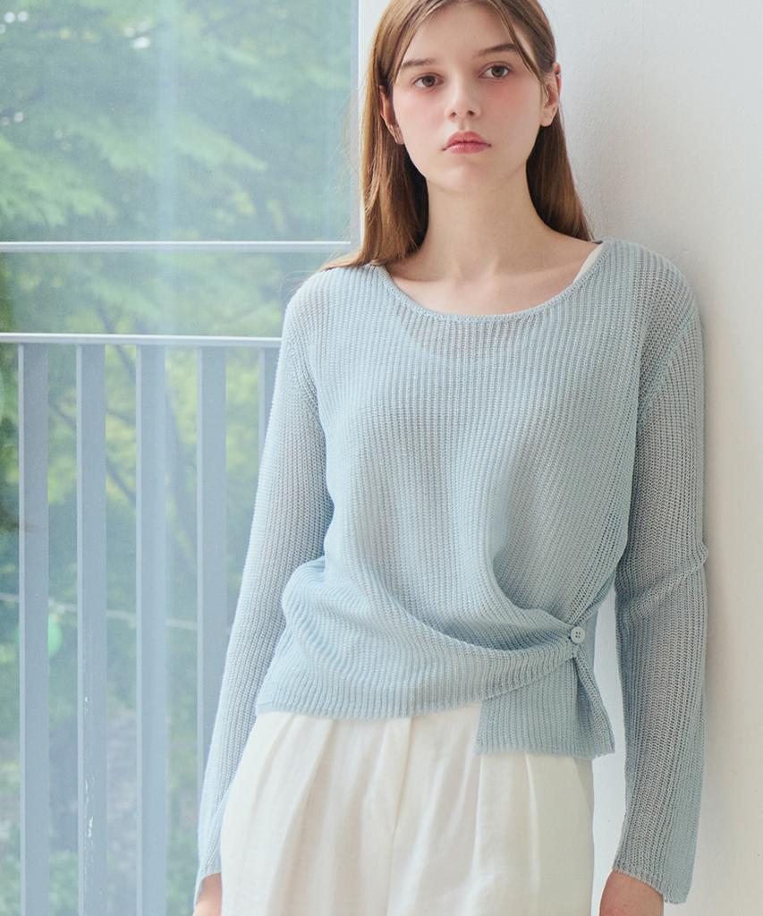 LUSIDA Urban Loose Asymmetrical Knit Top_3 Colors