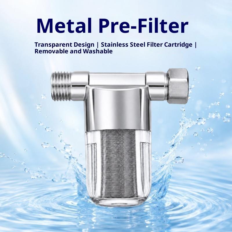 Stainless Steel Water Pre Filter With Transparent Visible Body Washable Reusable Filter Element For Kitchen Whole House Use
