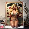 Vintage Bourbon Sign Vintage  Whiskey Metal Tin Sign Wall Art  Retro Aluminum Bar Decor with Mount Sterling Content