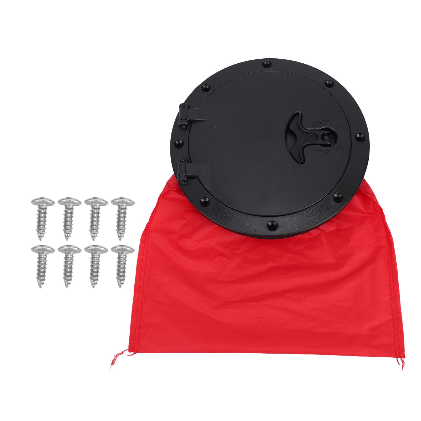 

Black Deck Plate Kit Round Deck Hatch Cover with Red Waterproofing Bag for Kayak Boat Fishing Rigging Inspection Hatch