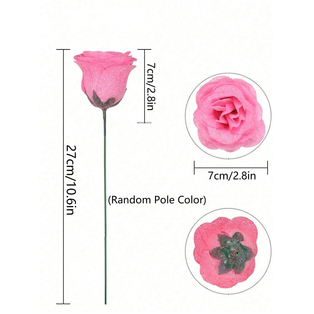 

5Pcs Glitter Rose Artificial Flowers Bouquet Christmas Valentine s Day Decoration Fake Flowers For Home Decor Gifts Accessory 5Pcs рожевий