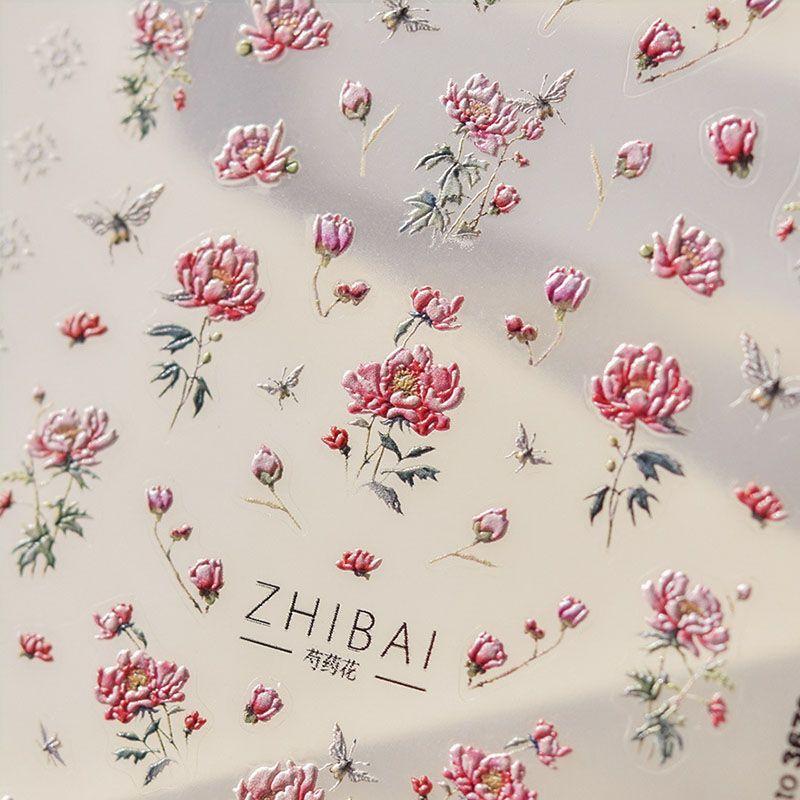 

Peony Flower Nail Art Sticker Tomoni Embossed Adhesive 5D Large Flower Nail Sticker Japanese Style Nail Beauty Ornament Peony Flower 3679((Relief))