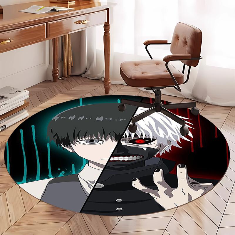 Tokyo Ghoul Printed Round Rug Carpet Chair Rug Area Rug Entryway Doormats,for Office Chair Living Room Bedroom Kitchen Room.