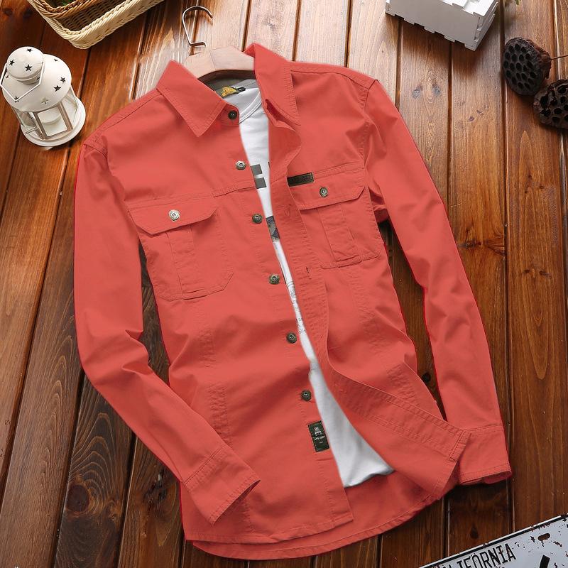 

Новая мужская весенне-осенняя рубашка с длинным рукавом однотонная, военная форма, рубашка для улицы, большого размера, уличная рабочая одежда 6XL