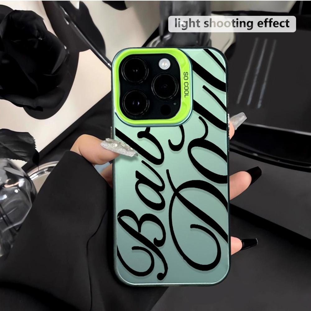 Creative and stylish Black letter phone case for iPhone 16 15 14 13 12 11 Pro/ Max/Plus anti-fingerprint shock-proof rear cover
