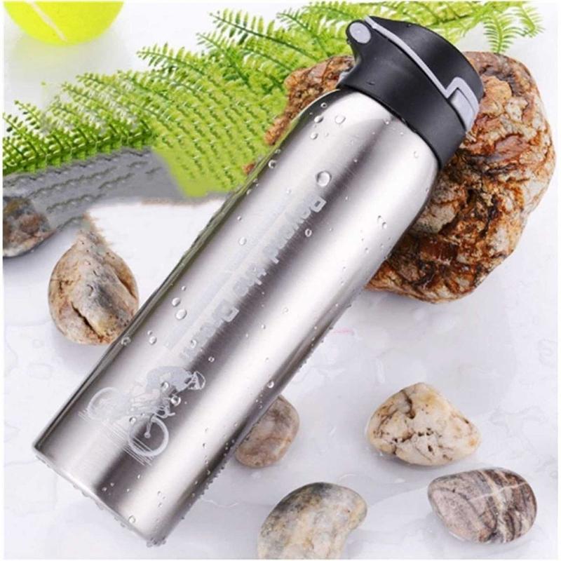 500Ml Bicycle Water Bottle Vacuum Stainless Steel Cycling Water Bottle Double Walled Simple Thermo Mug Insulated With Straw