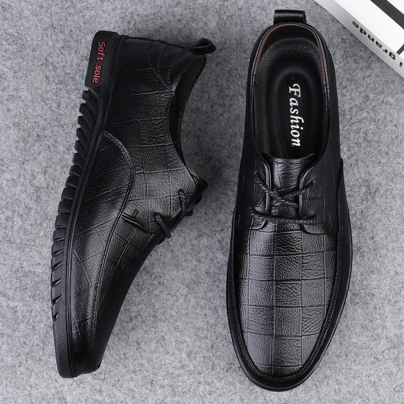Fashion Genuine Leather Men Business Shoes Fashion Men's Oxford Shoes Lace-Up Male Breathable Casual Shoes Spring Summer  Flats Sneakers