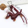 Fashion Keyholders Sausage Dog Keychain Chocolate Keyrings Creative Bag Charm PU Keychain Braided Rope Bag Pendant