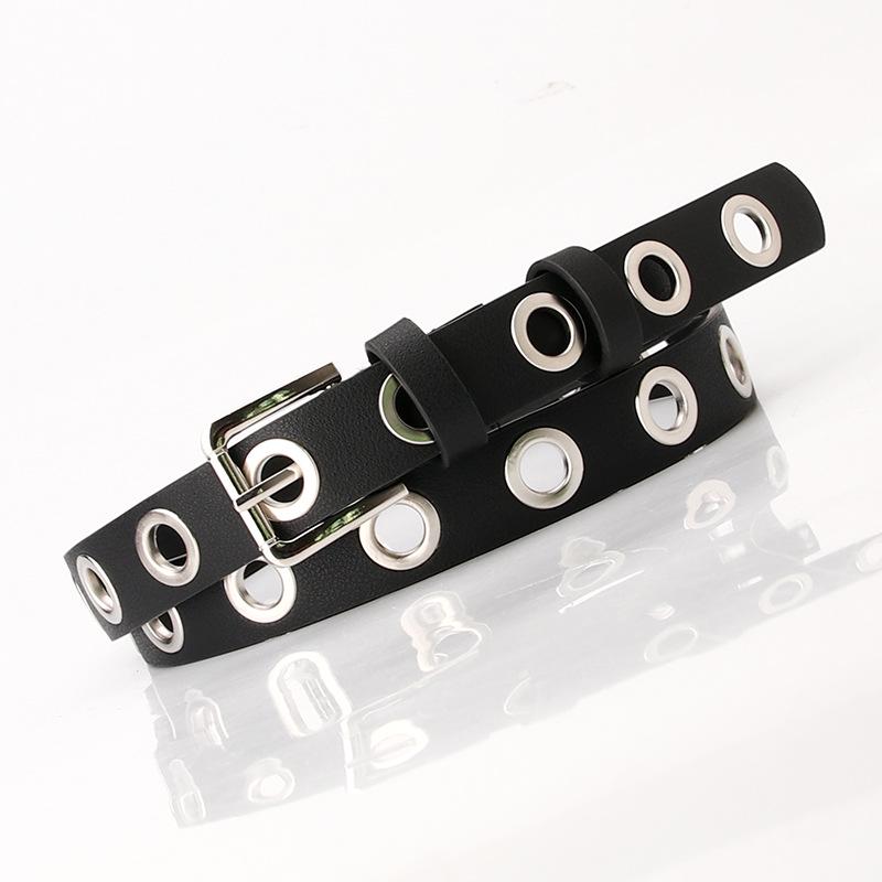 

Women s atmospheric eye belt fashion hollow decorative belt with jeans personality punk style pu belt чёрный