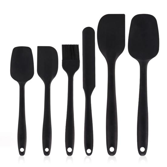 6Pcs Silicone Spatula Set Food Grade Cooking Utensils Set Non-Slip Heat Resistant Flexible Kitchen Tools for Baking Stir-Frying