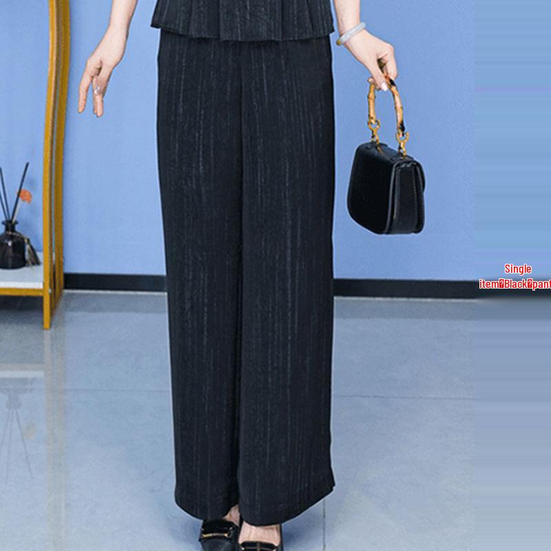 

2025 Trendy Spring Two-Piece: Light, Mature Style Wide-Leg Pants Set for Women - Age-Reducing & Slimming M for 85-100 lbs