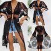 Damen Bikini Cover Up Blumenstickerei Durchsichtige Spitze Strand Kimono für Badeanzug Badeanzug Sommerkleidung
