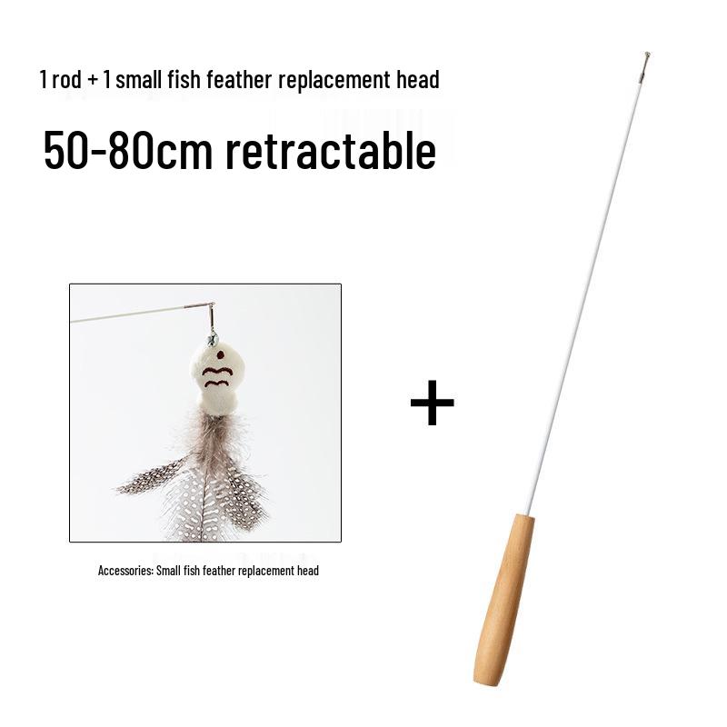 Retractable Cat Teaser Stick with Feather and Bell - Bite-Resistant Cat Toy