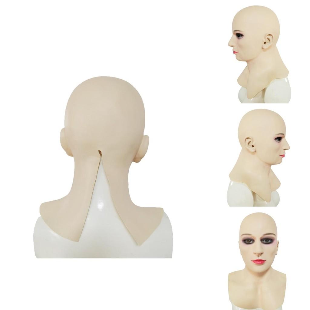 Halloween Bald Beautiful Woman Latex Headgear Funny Costume Mask For Cosplay And Themed Parties