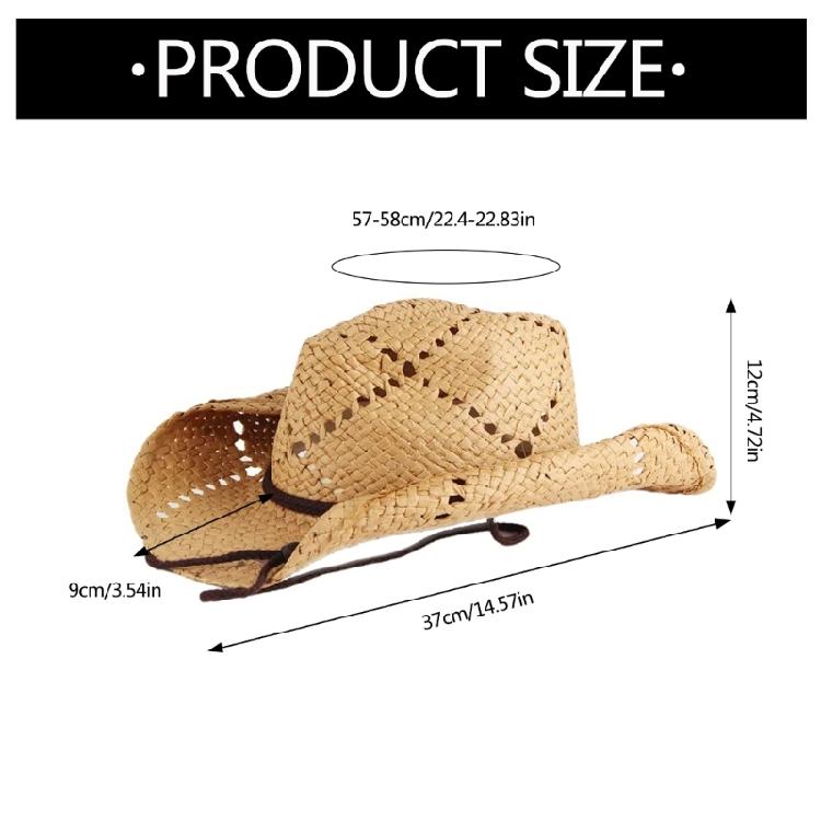 Western Cowboyhut Breitkrempiger Lässiger Strohhut Geschenk für Freund Hut