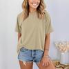Women Fashionable Short Sleeve Soild Casual Basic  Pullover T-shirt Top