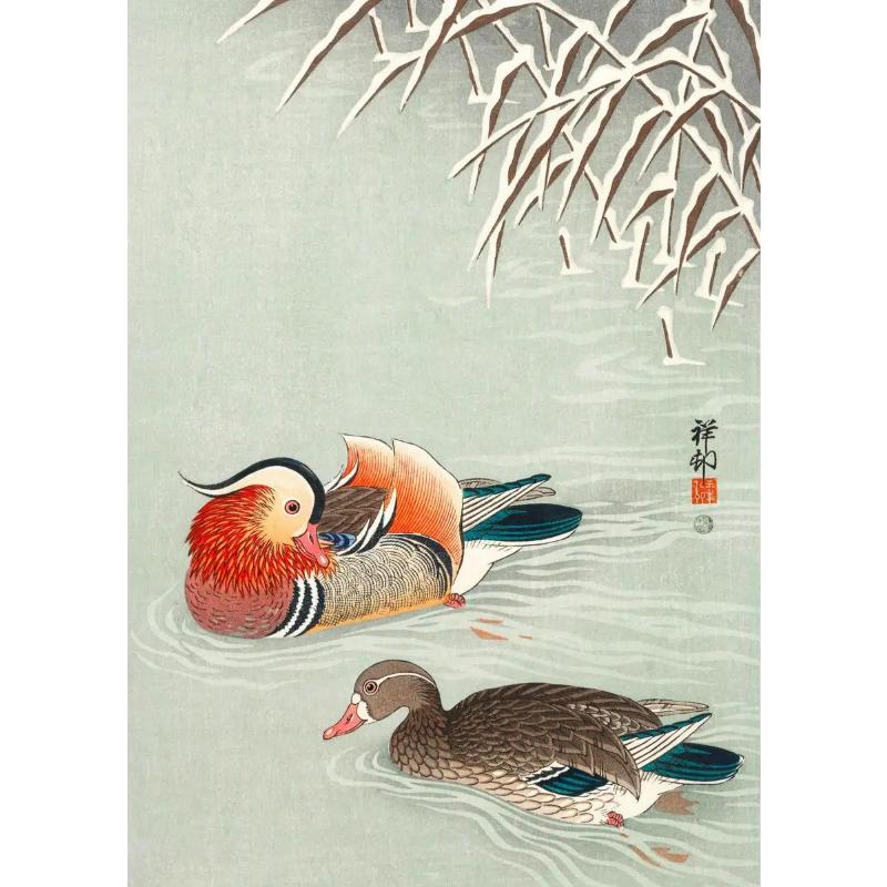 Japanese Ohara Koson Ukiyo Wall Art Poster Vintage Goldfish Lotus Owl Crane Canvas Painting for Guest Room Home Bar Cafe Decor