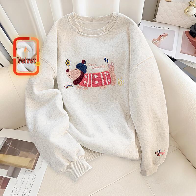 

Sibo-she Women s Fleece-Lined Loose Pullover Sweatshirt S