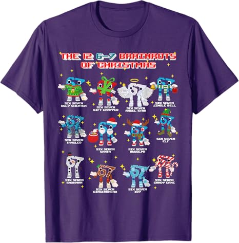 The 12 67 Brainrots of Christmas Funny 67 Brainrot for Boys TShirt  Six Seven of Xmas Steal A Brainrot Saying Tee Y2k Novelty