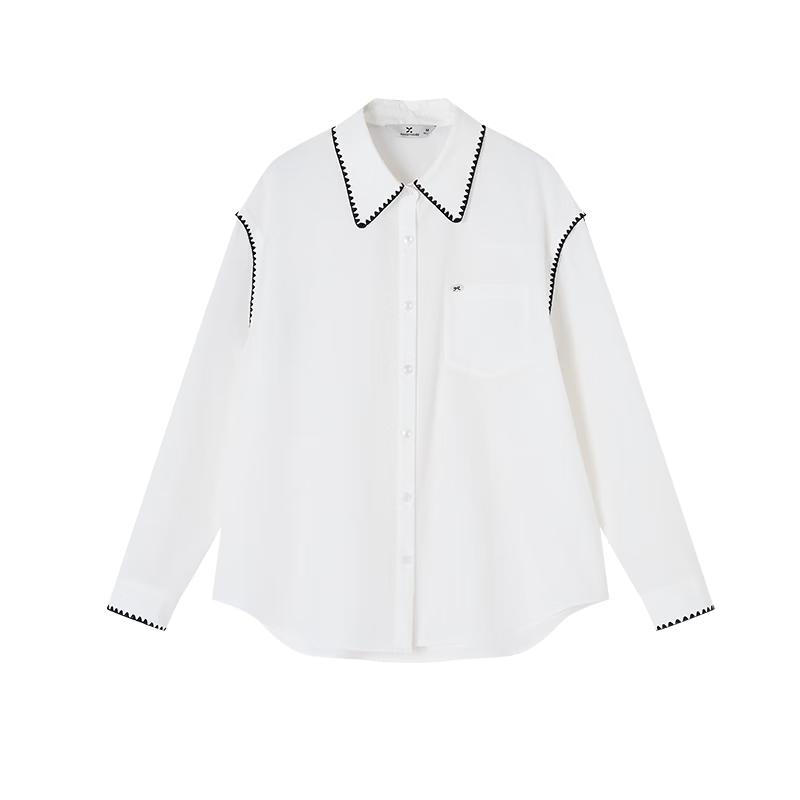 

Xiangying Women s Embroidered French Lapel Long Sleeve Blouse S