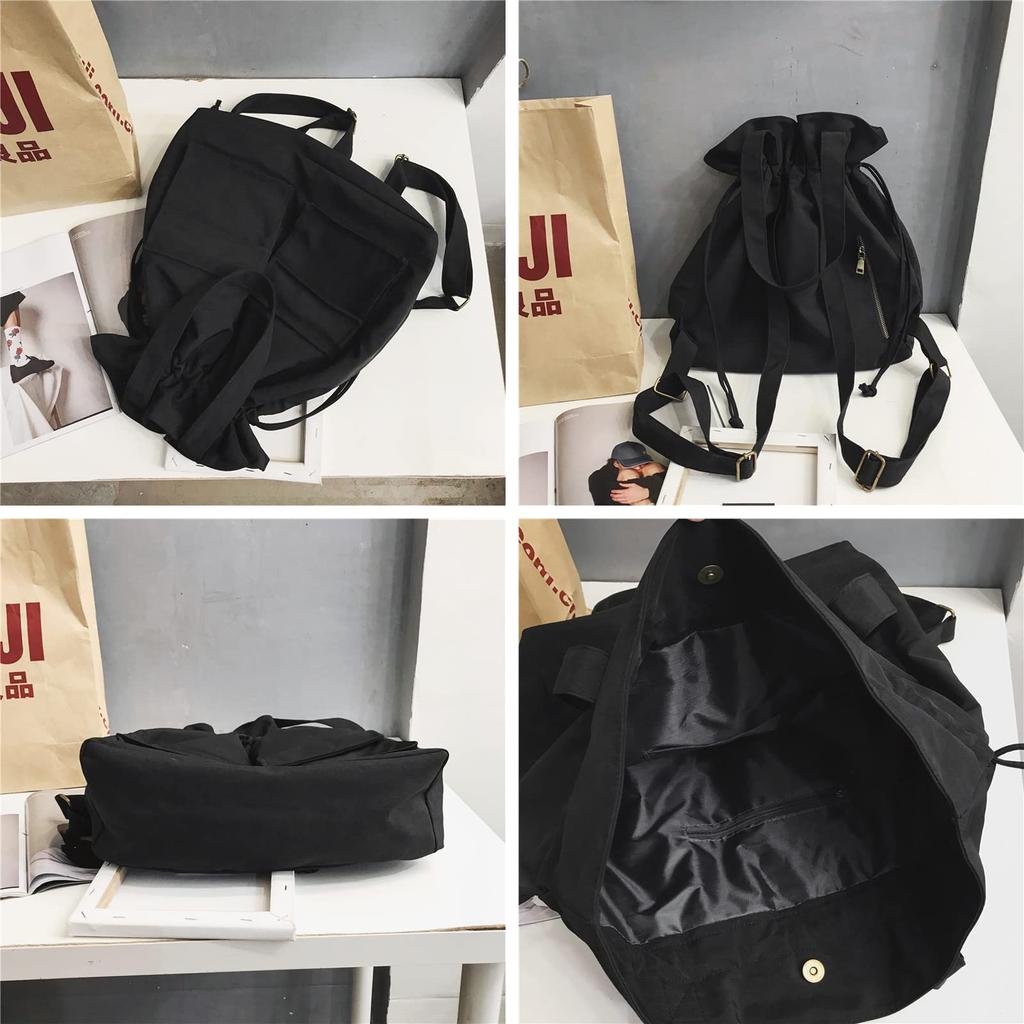 SURCHAR Drawstring Tote Bag, Nylon Backpack, Women's, Handbag, Shoulder Bag, 2-Way, Lightweight, Large Capacity, Casual, Solid Color, Stylish, Cute,