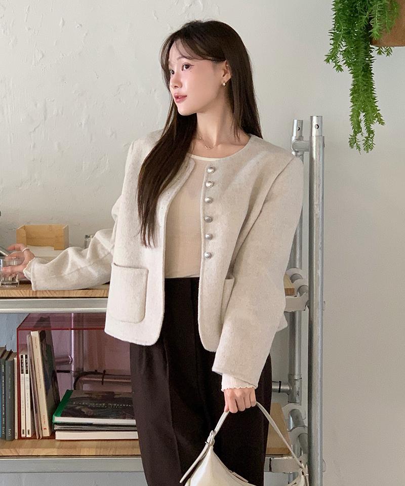 Marie Claire Wool Button Handmade Jacket (Magajk01Mot)