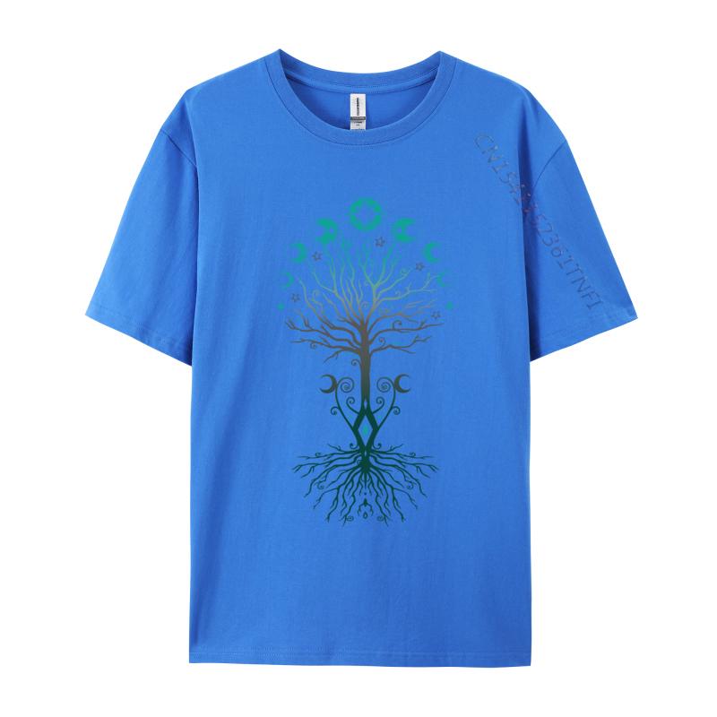 Moon Phases Tree of Life Yggdrasil Pagan Wicca Personalized High Quality Party Top T-shirts Pure Cotton Mens Clothing