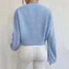 Women's Lazy Style Loose Short V-neck Lntern Long-sleeved Pullover Sweater