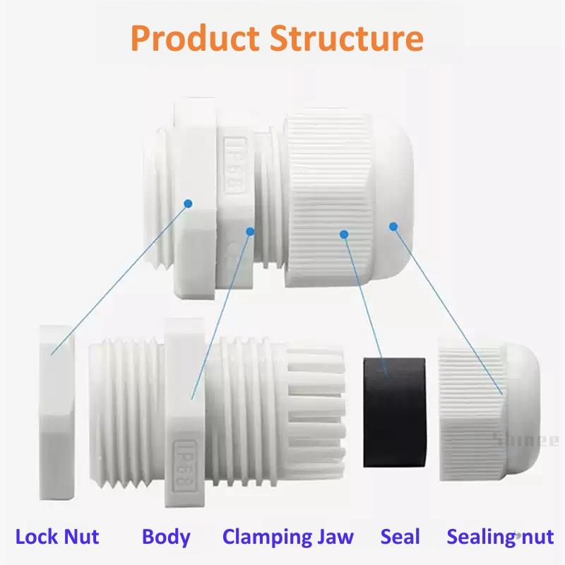 10Pcs Waterproof Cable Gland NPT 1/4 NPT 1/2 NPT 3/8 American Nylon Cable Joint Black Flame-retardant 4-25mm Wire Connector IP68