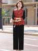 Gold Velvet Spring Suit: Chinese Style Three-Piece Set for Middle-Aged and Elderly Women