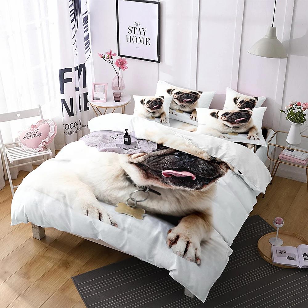 

Comforter 3D Print Animal Bedding Set For Teen Child Dormitory Pug French Bulldog Microfiber Cute Naughty Pet Dog Twin Comforter (quilt)-EU Single(135*200cm)3pcs