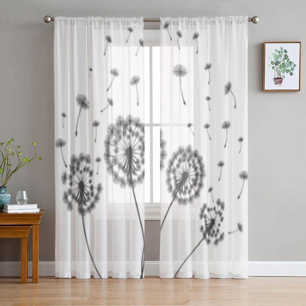 Dandelion Pattern Modern Tulle Curtains for Living Room Bedroom Home Kitchen Window Sheer Curtains