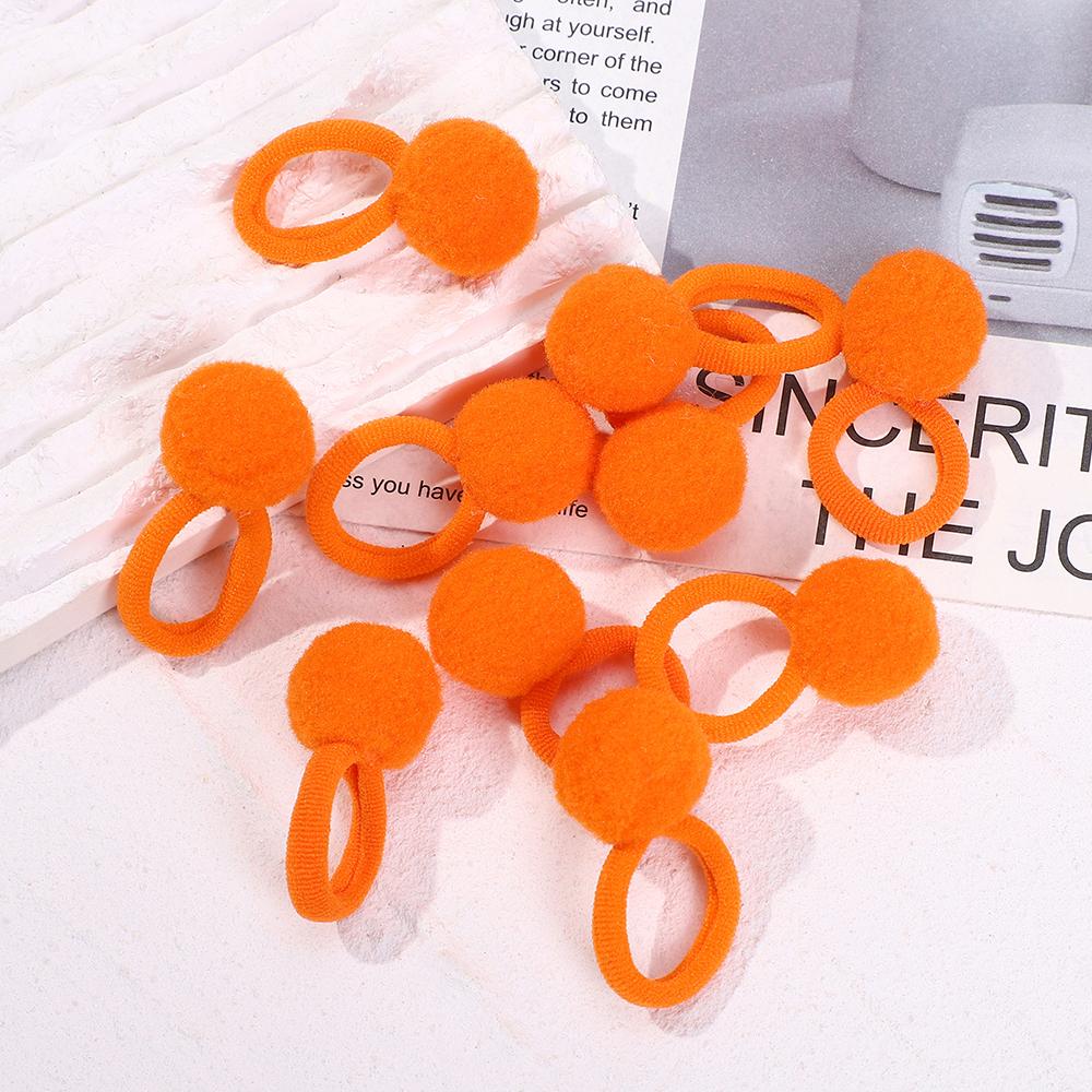 10pcs Kids Elastic Hair Bands Plush Ball Rubber Band For Children Girls Sweets Scrunchie Hair Ties Clip Baby Hair Accessories