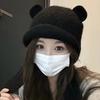 24 autumn and winter new wool hat funny cute bear ears plush pullover hat warm and cold knitted hat woman