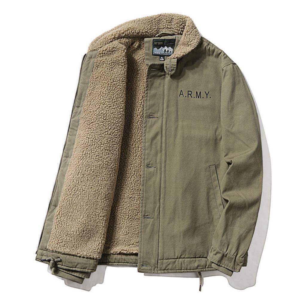 Lamb wool short coat men's winter thickened fur collar fleece tooling bomber jacket cotton coat lamb wool cotton coat