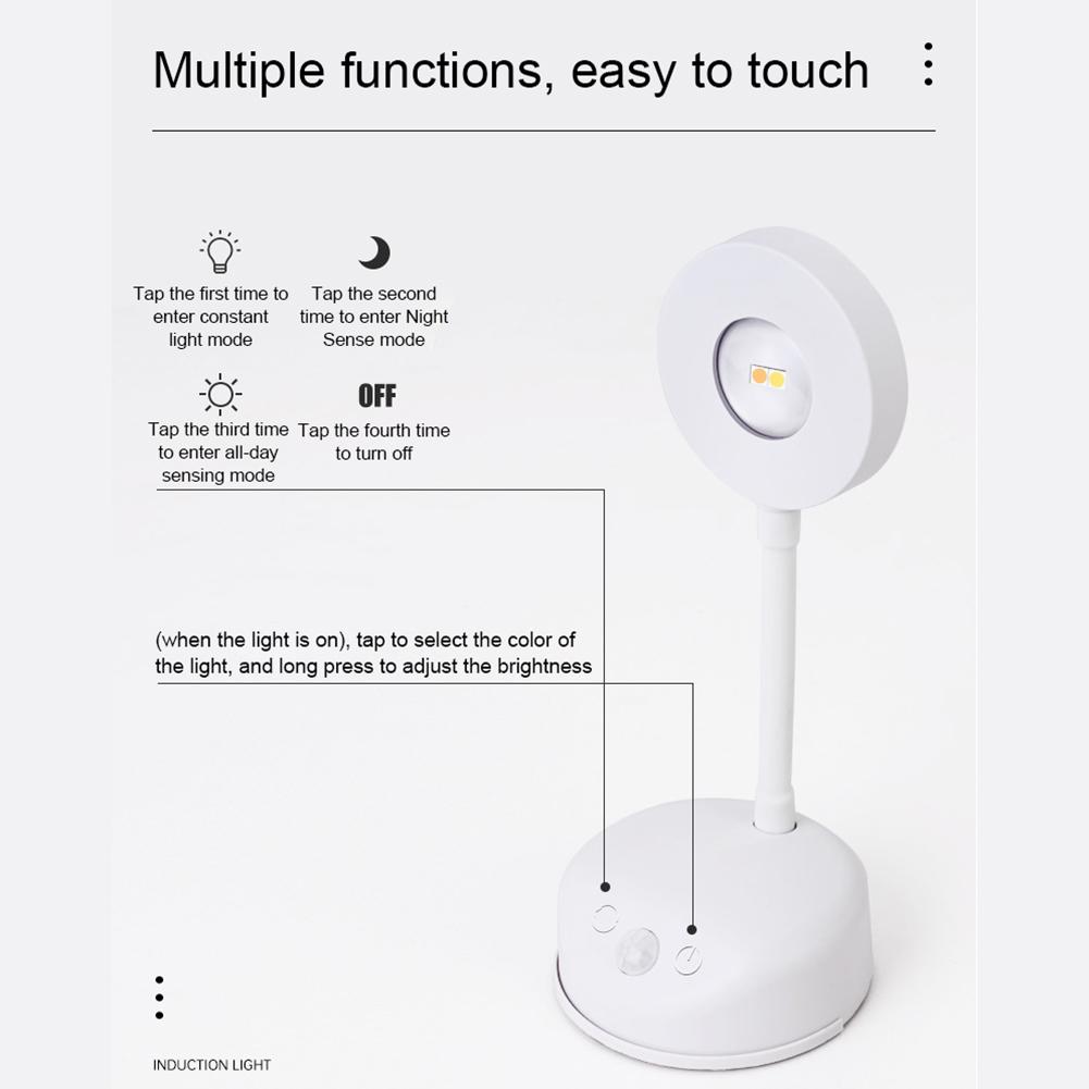 LED Wandleuchte Wiederaufladbar 360° Rotation Bewegungssensor Led Strahler 3 Farben Stufenloses Dimmen für Nachttisch Flur