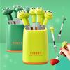 1 Set Fruit Fork with Storage Box Cartoon Shape Stainless Steel Animal World Theme Kids Dessert Toothpick for Dining Room