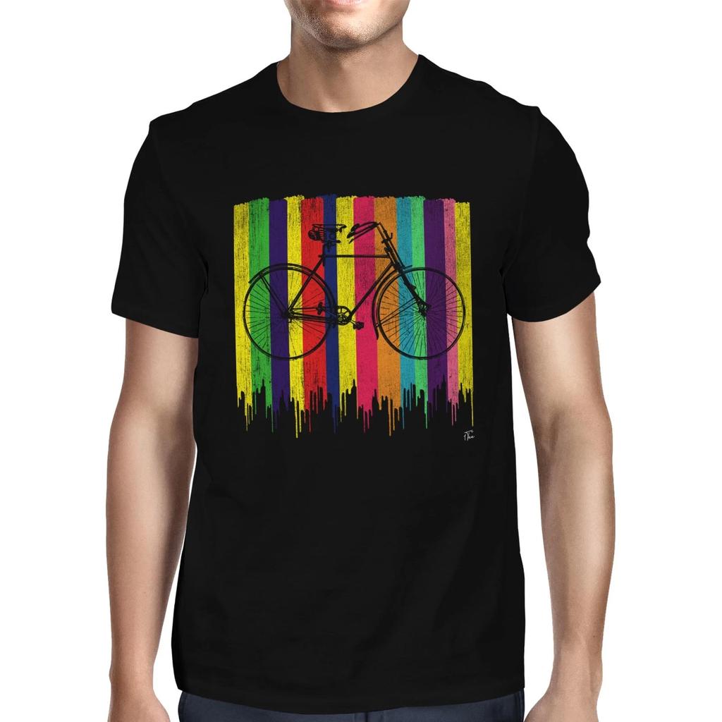 1Tee Mens Retro Bicycle Colourful T-Shirt