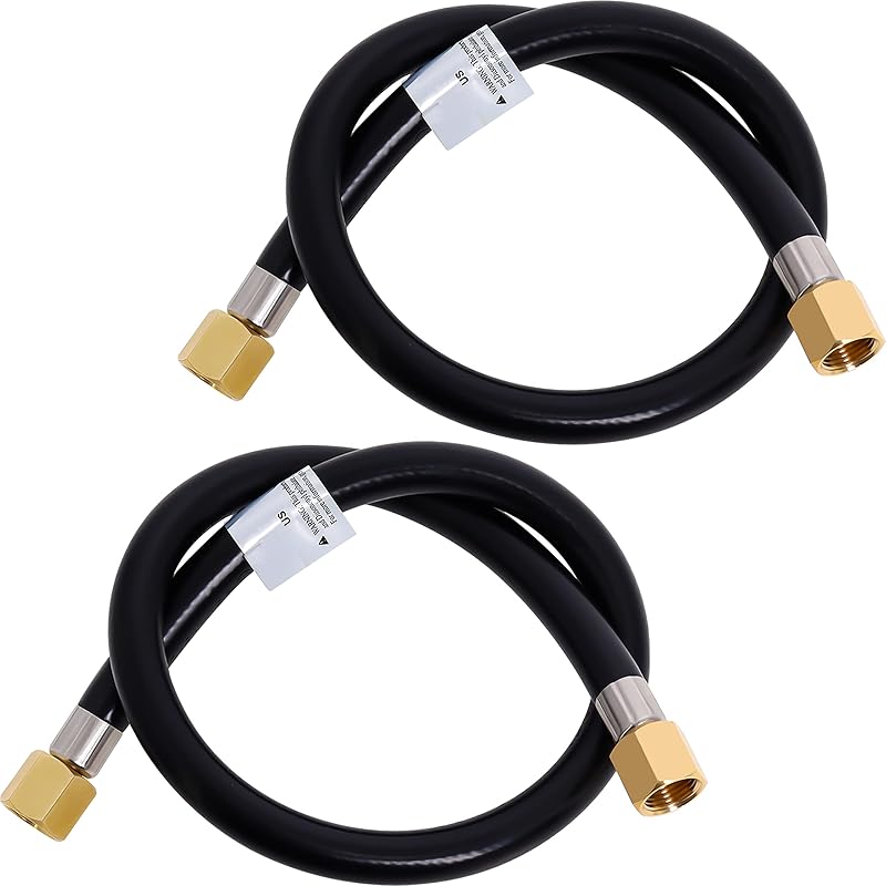 Wadoy RV Propane Hose Connector Assembly 3 Foot - 3/8" Female Flare X 3/8" Female Flare Quick Connect Hose 59913 (Total Length 3.28Ft)