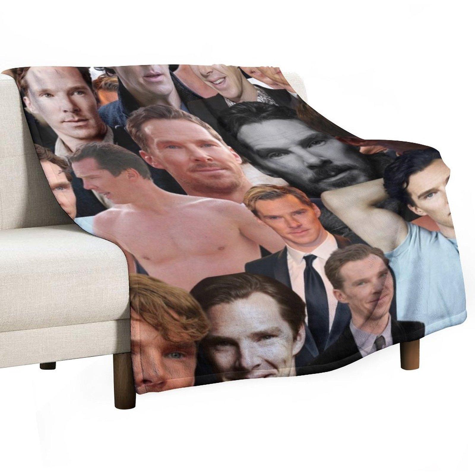 Фотоколлаж Бенедикта Камбербэтча Плед Роскошный Дизайнерский Роскошный Плед Полярная Мягкость Клетчатые Пледы 30x40in