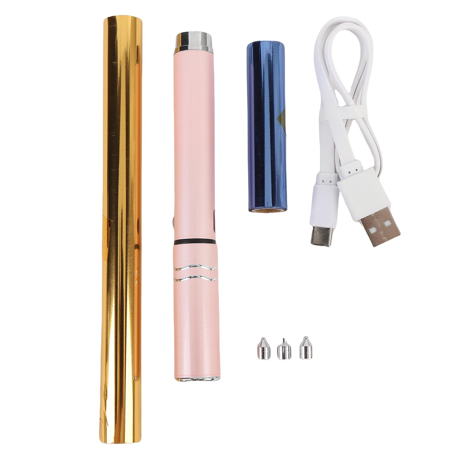 

Foiling Pen 2 Heat Activated Foil Rolls Versatile Foil Pen Set USB Rechargeable Aluminum Alloy Handle 4 Tips for Card Making