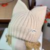 Cute Cat Ear Hat Women's Autumn and Winter Youth Warm Ear Protection Knitted Wool Hat Casual Versatile Crimped Headgear
