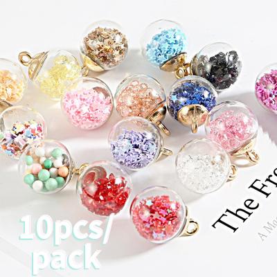 10Pcs/(Pack) Charms Star Sequins Transparent Glass Ball 16mm Pendants Crafts Making Findings Handmade Jewelry DIY for Earrings Necklace