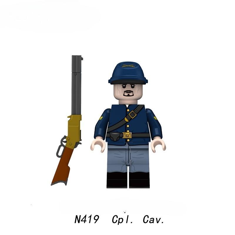 Military American Civil War Soldier Building Blocks Army Figures  Artillery Federal Infantry Cavalry Weapons Bricks Toys Kids