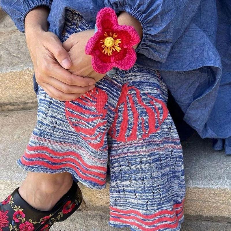 Handmade Weave Fashion Retro Pleated Crochet Scrunchies Headdress New Female Colored Oversized Hair Ties Hair Accessories