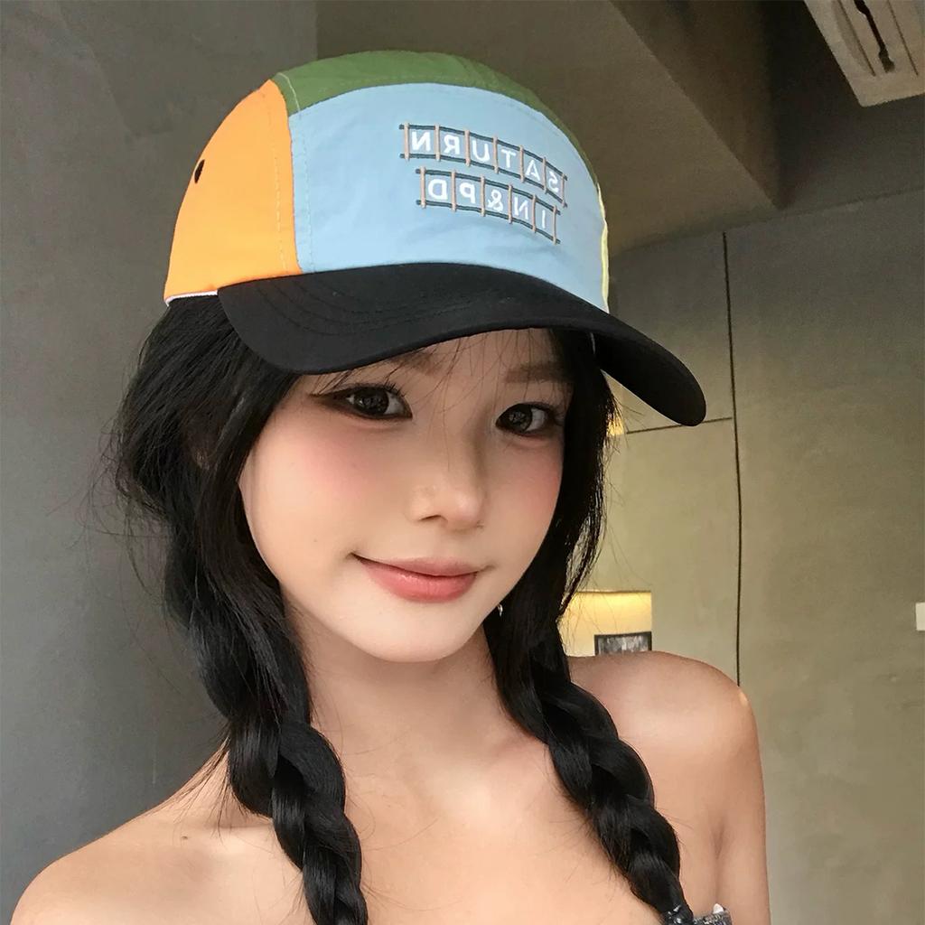 Quick-Dry Embroidered Letters Baseball Hats New Men Women Outdoor Sunshade Color Block Versatile Ins Fashion Sports Peaked Caps