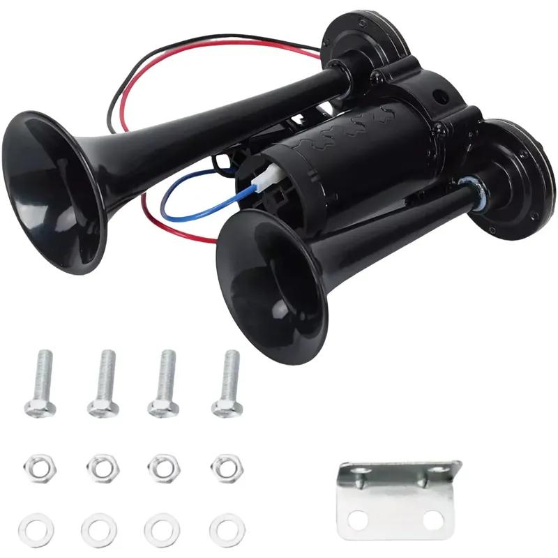 Durable 600DB Black Electric Horn Durable Tube Metal One-piece Electric Pump Horn with Relay Car Horn